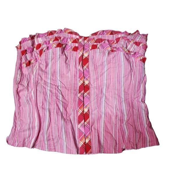 Vintage Other - Vintage 90s y2k vertical stripe frilly plaid pink cotton bustier corset straples